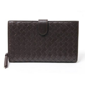 【現品限り】BOTTEGA VENETA（ボッテガヴェネタ） ラウンドファスナー二つ折長財布 ブラウン 114074 【中古AB】 - 拡大画像