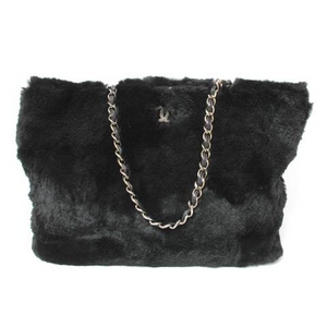 【現品限り】CHANEL(シャネル) チェーンショルダーバッグ ファー 黒 ブラック 【中古AB】