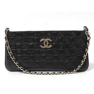 【現品限り】CHANEL(シャネル) アイコン アクセサリーポーチ 黒 ブラック 【中古A】