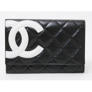 【現品限り】CHANEL（シャネル） カンボンライン 2つ折財布 黒／白 A26722 【中古SA】 - 拡大画像