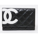 【現品限り】CHANEL（シャネル） カンボンライン 2つ折財布 黒／白 A26722 【中古SA】 - 縮小画像1