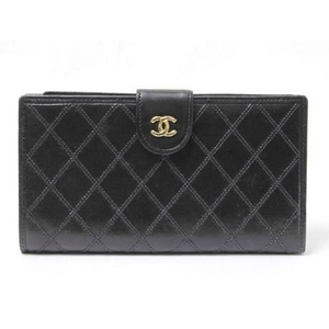 【現品限り】CHANEL（シャネル） がま口長財布 黒 ブラック 【中古B】 - 拡大画像