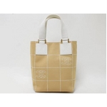 【現品限り】CHANEL（シャネル） チョコバー トートバッグ キャンバス ベージュ／ホワイト 【中古A】