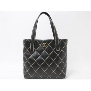 【現品限り】CHANEL(シャネル) ワイルドステッチ トート 黒 ブラック 【中古AB】