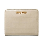 【現品限り】MIUMIU（ミュウミュウ） 二つ折り財布 ベージュ 【新品同様】