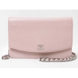 【現品限り】CHANEL(シャネル) チェーンウォレット カーフ ピンク A46316 【中古A】