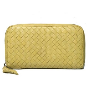 【現品限り】BOTTEGA VENETA(ボッテガヴェネタ) ラウンドファスナー財布 114076 イエロー 【中古AB】