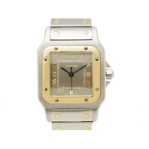 【現品限り】Cartier(カルティエ) サントスガルベLM コンビ グレー文字盤 クオーツ メンズ 【中古SA】