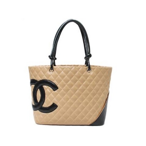 【現品限り】CHANEL(シャネル) カンボンライン ラージトート ベージュ/ブラック【中古B】