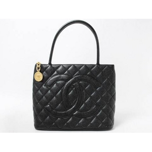 【現品限り】CHANEL(シャネル) 復刻トートバッグ 黒 ブラック キャビアスキン【中古B】