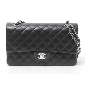 【現品限り】CHANEL(シャネル) マトラッセ25 Wチェーン定番ショルダー ラムスキン 黒 ブラック シルバー金具【中古SA】