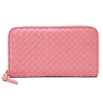 【現品限り】BOTTEGA VENETA(ボッテガヴェネタ) イントレチャート ラウンドファスナー長財布 ピンク 114076 【未使用品】