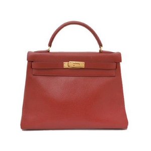 【現品限り】HERMES（エルメス） ケリー32 内 アルデンヌ 赤 レッド ゴールド金具 【中古AB】 - 拡大画像