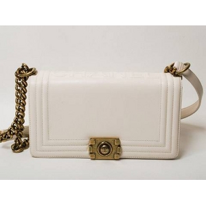 【現品限り】CHANEL（シャネル） チェーンショルダー 白 ホワイト ヴィンテージ金具 【中古A】 - 拡大画像