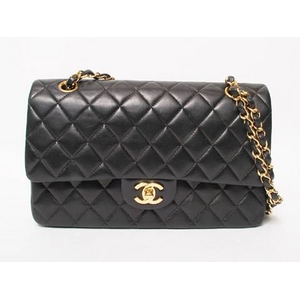 【現品限り】CHANEL（シャネル） マトラッセ Wチェーン定番ショルダー25 ラムスキン 黒 ブラック 【中古A】 - 拡大画像