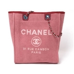 【現品限り】CHANEL(シャネル) ロゴ キャンバス トートバッグ ルージュ 銀座限定 2012年新作 【新品】