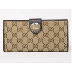 【現品限り】Gucci(グッチ) GGキャンバス Wホック長財布 ハートモチーフ ベージュ 203550 【未使用】の写真