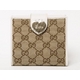 Gucci（グッチ）　GG柄　Wホック財布　ベージュ／ホワイト　ハート　203549