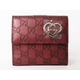 Gucci（グッチ）　グッチシマ　Wホック財布　ハート　メタリックレッド　245727