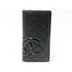 CHANEL（シャネル）　カンボンライン　2つ折長財布　黒／黒　A26717