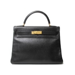 【現品限り】HERMES（エルメス） ケリー32 内 アルデンヌ 黒 ブラック ゴールド金具 【中古AB】
