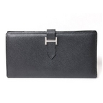 【現品限り】HERMES（エルメス） ベアン 二つ折り長財布 エプソン 黒 ブラック シルバー金具 【中古AB】