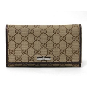 【現品限り】Gucci(グッチ) GG柄 2つ折り長財布 ベージュ/ブラウン 244946 【中古AB】の写真