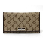 【現品限り】Gucci（グッチ） GG柄 2つ折り長財布 ベージュ／ブラウン 244946 【中古AB】