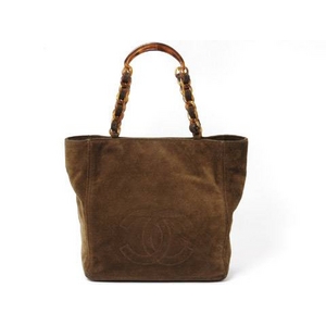 【現品限り】CHANEL（シャネル） プラチェーン トートバッグ スエード ブラウン 【中古B】