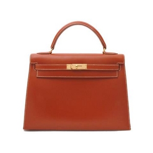 【現品限り】HERMES（エルメス） ケリー32 外 ボックスカーフ ブリック ゴールド金具 【中古AB】 - 拡大画像