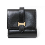 【現品限り】HERMES（エルメス） ベアン レクトベルソ ボックスカーフ 黒 ゴールド金具 【中古SA】