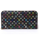 【現品限り】LOUIS VUITTON（ルイヴィトン） マルチカラー 長財布ポルトフォイユ アンソリット ブラック／ピンク M93754 【中古AB】