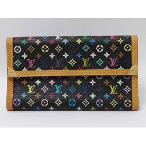 【現品限り】LOUIS VUITTON（ルイヴィトン） マルチカラー 3つ折長財布 黒 ブラック M92658 【中古AB】 - 拡大画像