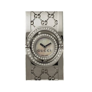【現品限り】GUCCI（グッチ） バングルウォッチ ベゼルダイヤ ホワイトシェル文字盤 YA112512 【中古SA】