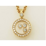 【現品限り】Chopard（ショパール） ハッピーダイヤネックレス 79／3957-20 ラウンドダイヤ 3Pダイヤ K18YG 【中古SA】