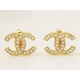 【現品限り】CHANEL（シャネル） ココ イヤリング ラインストーン ゴールド【中古A】