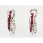 【現品限り】Damiani（ダミアーニ） K18WG ダイヤ／ルビー ピアス 【中古SA】
