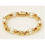 【現品限り】BVLGARI(ブルガリ) パッソドッピョ パールブレス K18YG 【中古A】