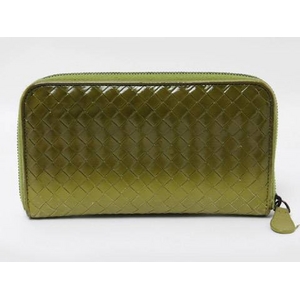 【現品限り】BOTTEGA VENETA（ボッテガヴェネタ） ラウンドファスナー長財布 グリーングラデーション 114076 【中古AB】