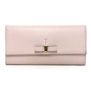 【現品限り】Ferragamo（フェラガモ） ファスナー長財布 ピンク 【中古AB】