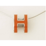 【現品限り】HERMES（エルメス） ポップアッシュネックレス オレンジ／シルバー 【中古A】