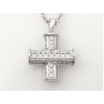 【現品限り】BVLGARI(ブルガリ) グリーククロスネックレス ダイヤ K18WG 【中古A】