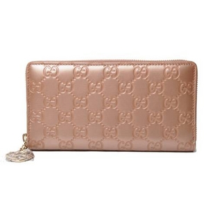 【現品限り】Gucci(グッチ) グッチシマ ラウンドファスナー長財布 メタリックピンク 282477 【未使用】の写真