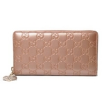【現品限り】Gucci（グッチ） グッチシマ ラウンドファスナー長財布 メタリックピンク 282477 【未使用】