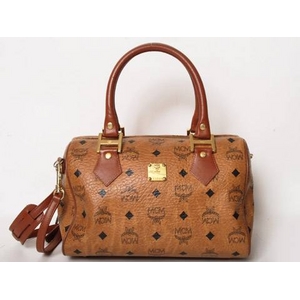 【現品限り】MCM（エム・シー・エム） ミニボストンバッグ ブラウン 【中古B】 - 拡大画像