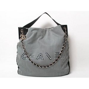 【現品限り】CHANEL（シャネル） 2WAY チェーンショルダーバッグ ストライプ グリーン ホワイト 黒 A47915 【中古SA】