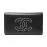 【現品限り】CHANEL（シャネル）2つ折長財布　チェーンロゴ　黒　ブラック 【中古AB】