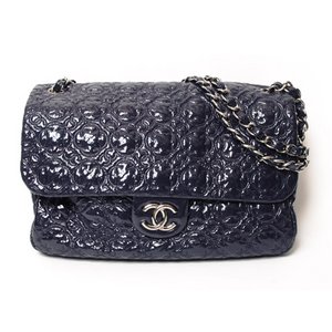 【現品限り】CHANEL（シャネル） デカマトラッセ　チェーンショルダーバッグ　パテント　ネイビー　A46969【中古AB】