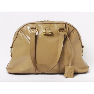 【現品限り】Yves Saint Laurent（イヴサンローラン） ミューズバッグ　パテント　ベージュ　257436【中古AB】