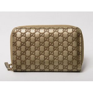 【現品限り　美品】 GUCCI ［グッチ］マイクロシマ　コインケース　メタリックシャンパン　255452【未使用】